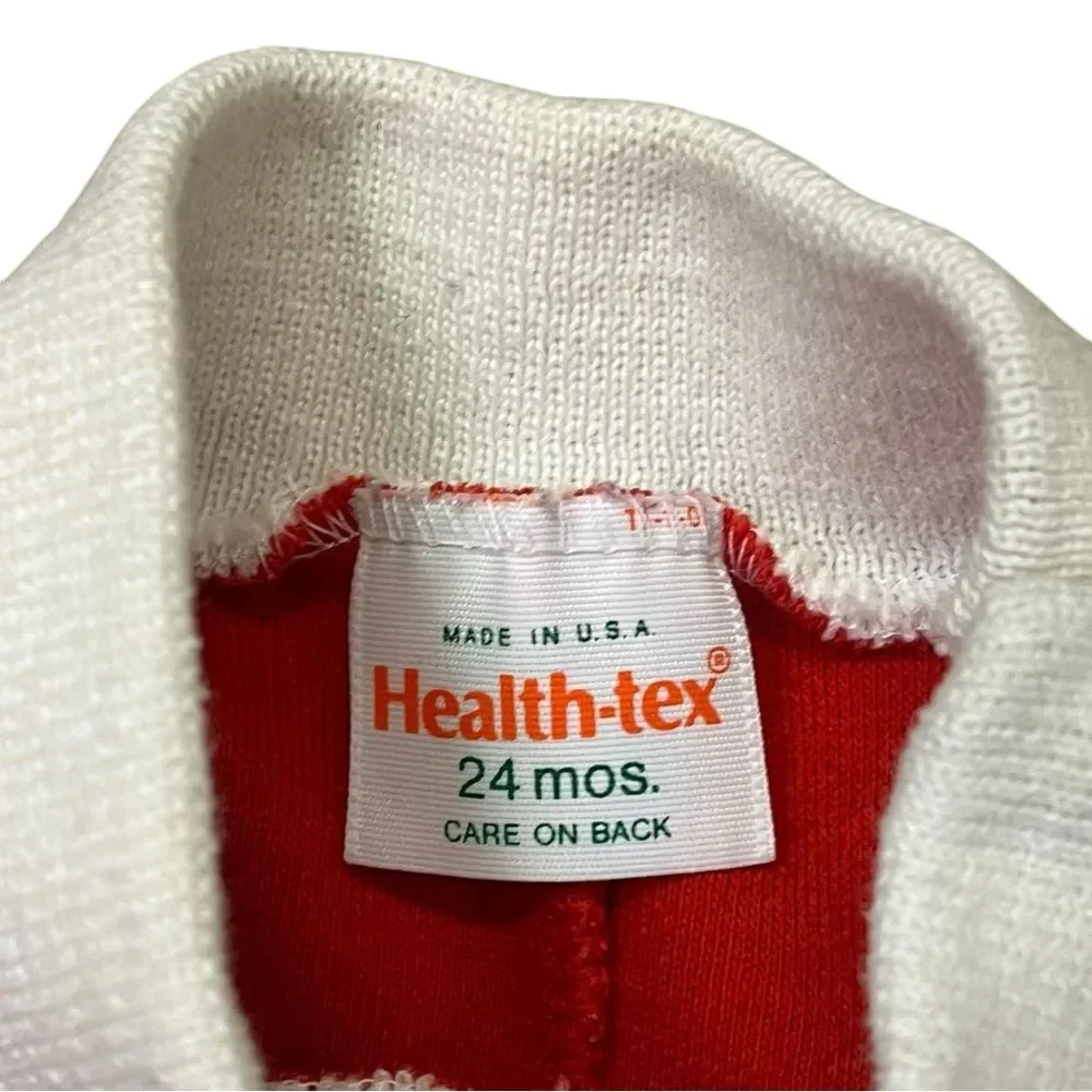 Vintage Health-Tex One Piece Romper 24 Months Red Heart‎ Lace Snaps Long Sleeve